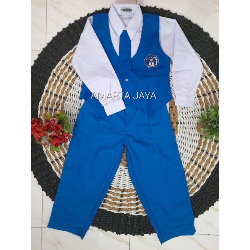 PROMO / BAJU SERAGAM PAUD DAN TK COWOK PANJANG PGRI WARNA BIRU PUTIH BAJU BAHAN KATUN DELTA CELANA