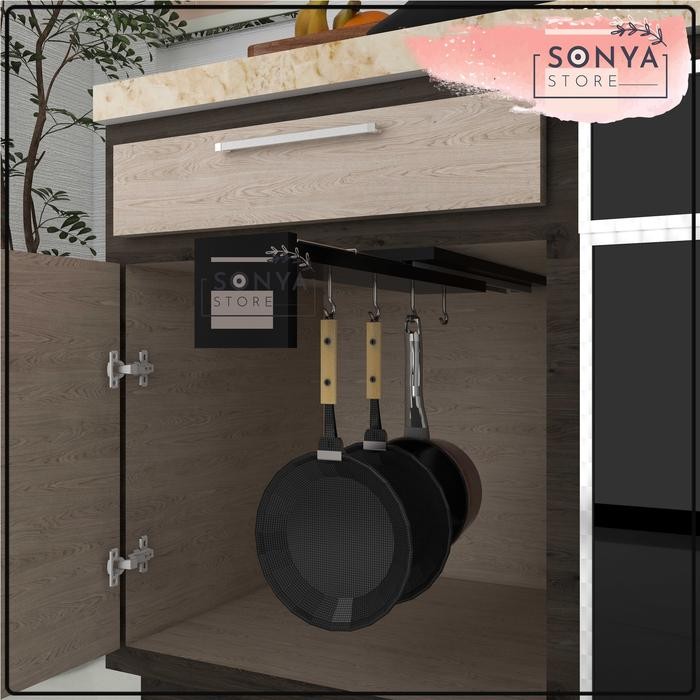 Gantungan Panci Wajan Printilan Dapur Tarik Dorong Panjang Kitchen Set Minimalis Estetik Rak Panci