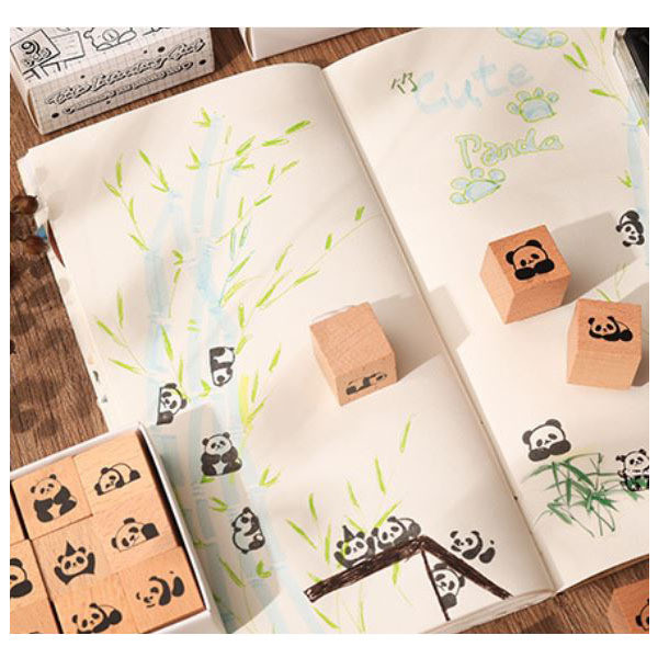 

1 set wooden cute animal stamp retro vintage aesthetic journaling diy jurnal pel kayu lucu 1844