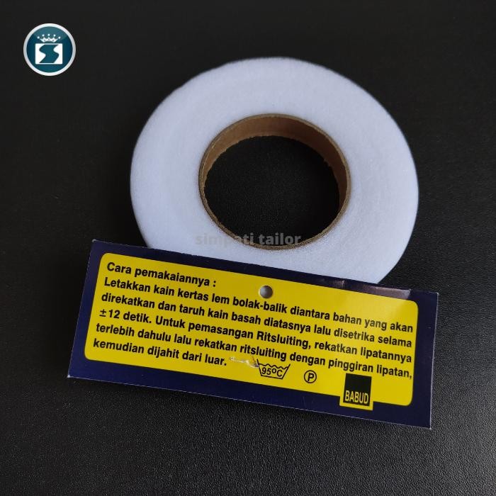 lem sum perekat tekstil kain seperti double tape menggunakan setrika Karton *