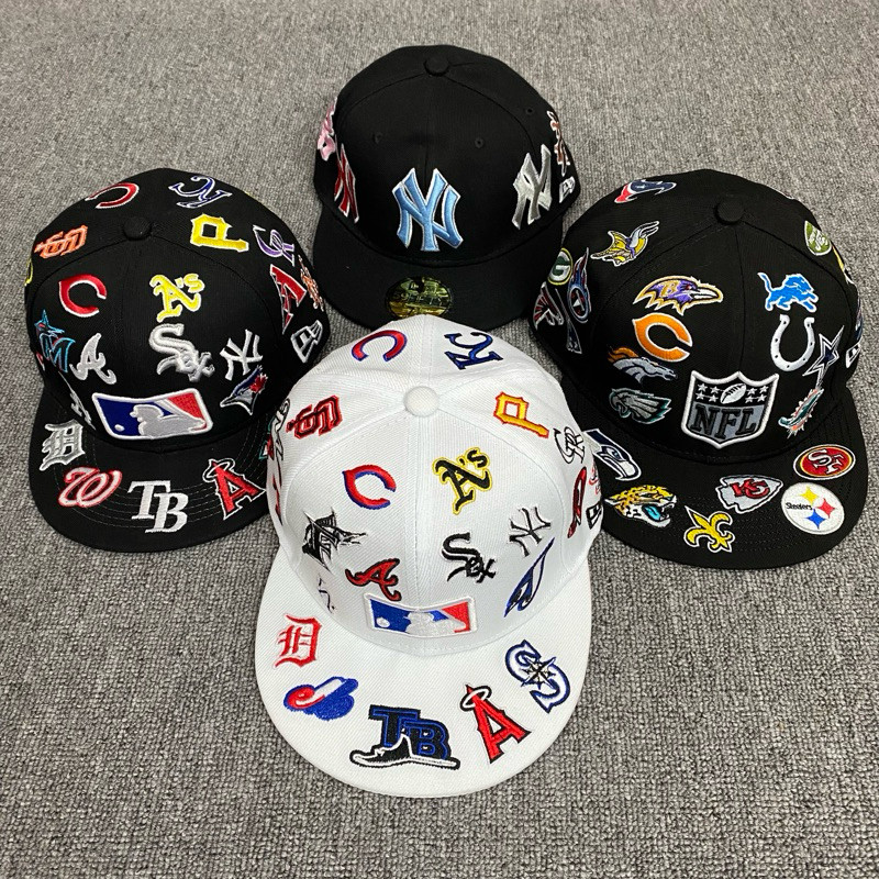 Topi Snapback Fit Fitted Rugby Baseball AllTeam All Team Over Logo Tim Patch Bordir Black Hitam