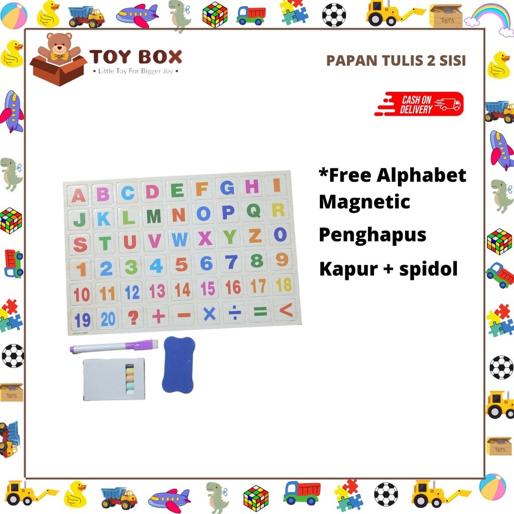 

Mainan Uk Reguler 2in1 Magnetic Eon Board - ( B dan Whiteboard ) Papan Tulis Belajar / Menggambar