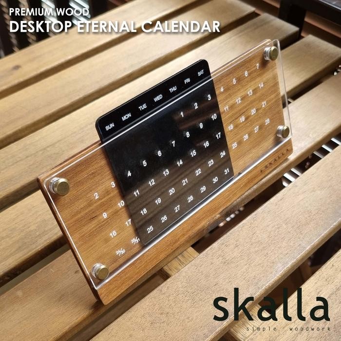 

LANGSUNG DIPROSES Wooden Eternal Calendar kalender abadi kayu meja souvenir Aesthetic