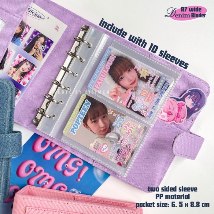 

LANGSUNG DIPROSES Bibimcat - (A7 Wide) Denim Binder Photocard / Album PC Polaroid Jeans Lucu