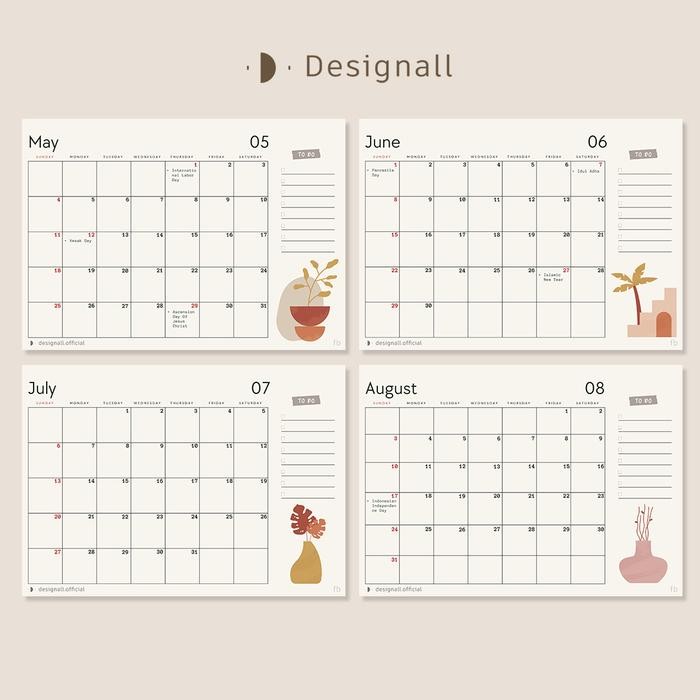 

Ready- Designall Kalender 2025 Aesthetic Meja / Kalender Duduk Spiral Fb