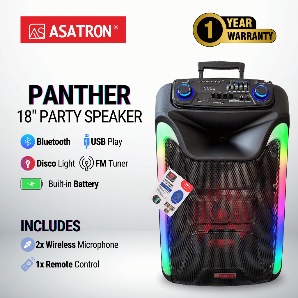 NEW PRODUCT ASATRON PANTHER 18 INCH BLUETOOTH PARTY SPEAKER LUXELOOM845