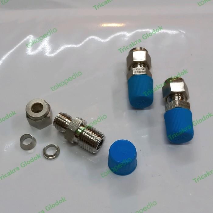 TOP MALE CONNECTOR SS316 3/8 OD X 1/4/V-LOK CONNECTOR 3/8 OD X 1/4 -