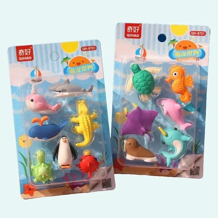 

ID 8721 SET PENGHAPUS KARAKTER HEWAN LAUT IKAN LUMBA LUMBA SENSORY PLAY BONGKAR PASANG STATIONERY