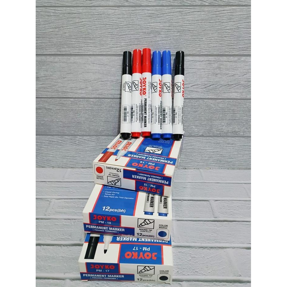 

ID 12 PCS JOYKO PERMANENT MARKER SPIDOL PERMANEN ROUND TIP