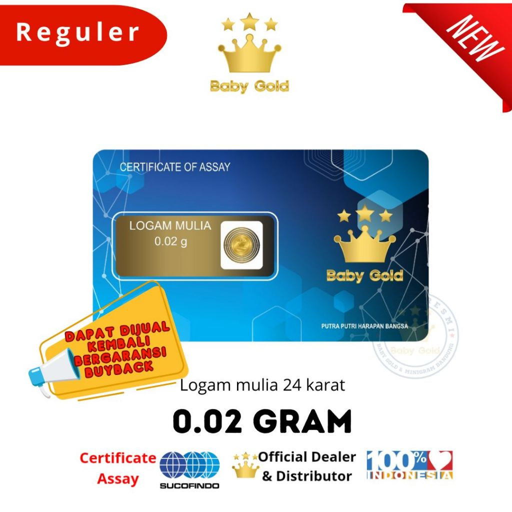 BABY GOLD LOGAM MULIA EMAS MINI 0.02 GRAM