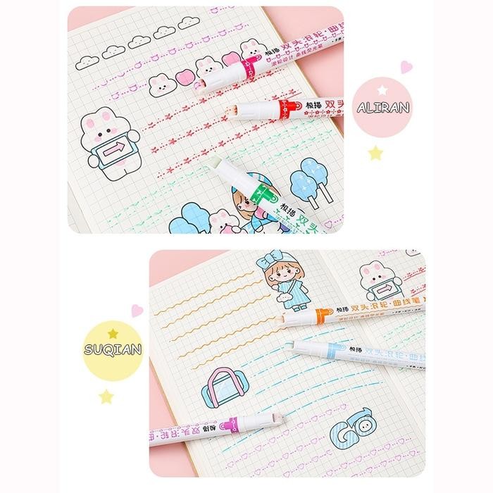 

ID 6PCS/SET SPIDOL GARIS AESTHETIC WARNA WARNI SPIDOL GARIS MOTIF LUCU PULPEN ROLLER PEN HIGLIGHTER