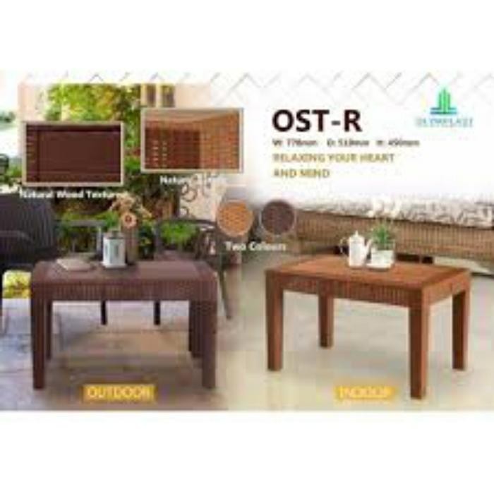 1 Set 2 Kursi Santai Plastik OL 509 Rotan + Meja OST PANJANG