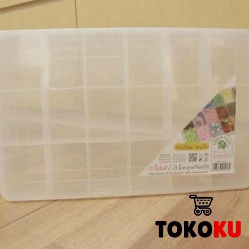 KOTAK PERKAKAS BAUT/PERHIASAN 18 SEKAT REIKO 1418 GREEN LEAF/REIKO BOX