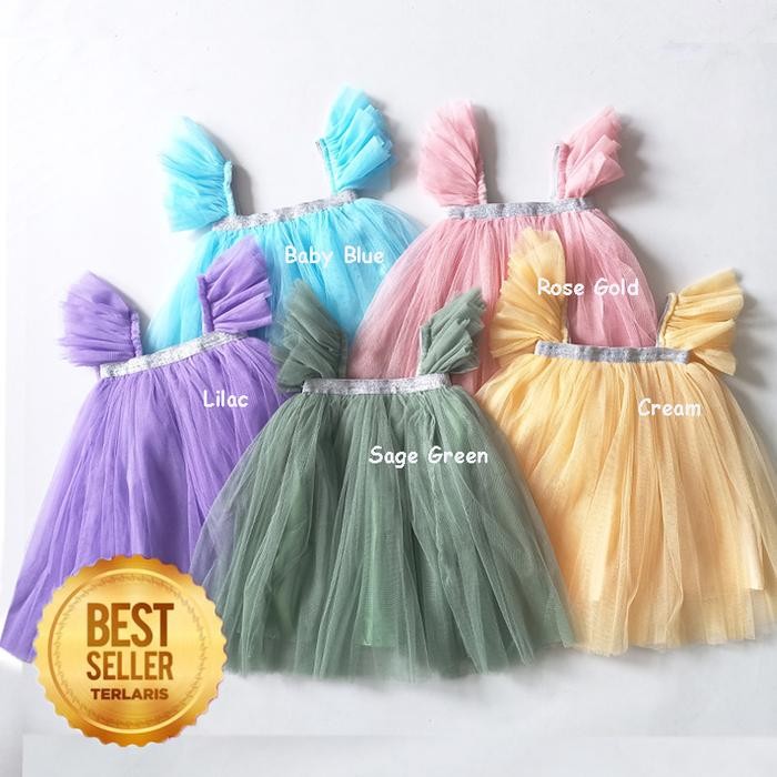 Modish- Dress Bayi Perempuan 6 12 Bulan Gaun Pesta Baby Baju Warna Hitam Putih Lilac Sage