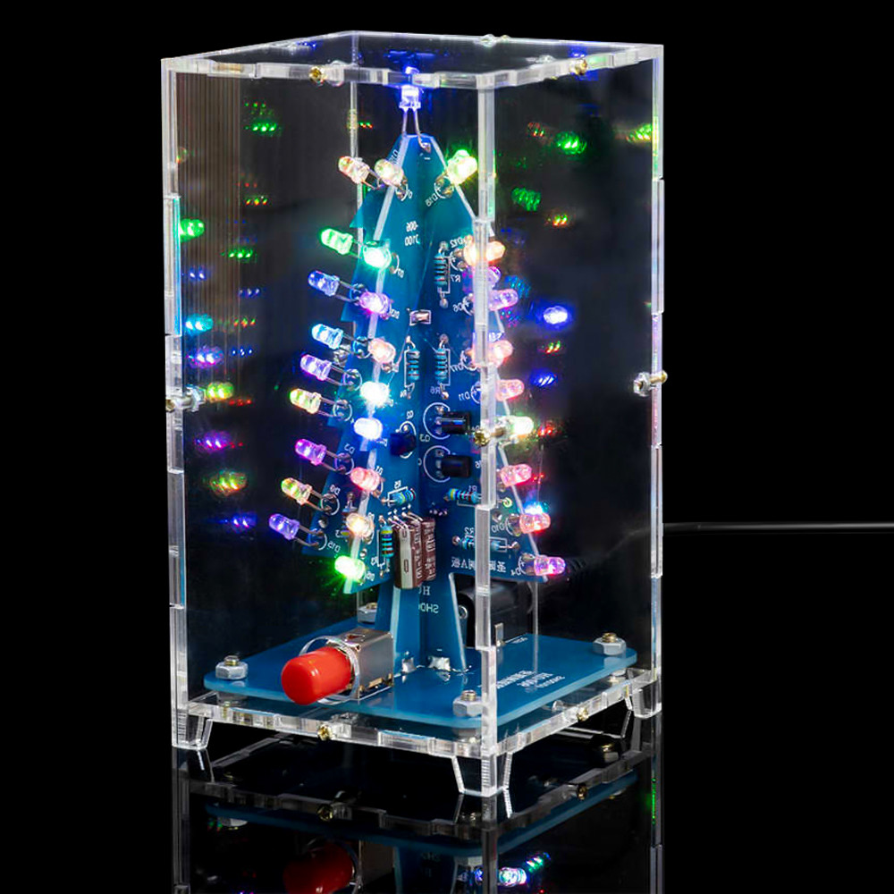 SALE DIY Electronic Kit Colourful Christmas Tree LED Diy Soldering Kit Project With Shell DC 5V USB 