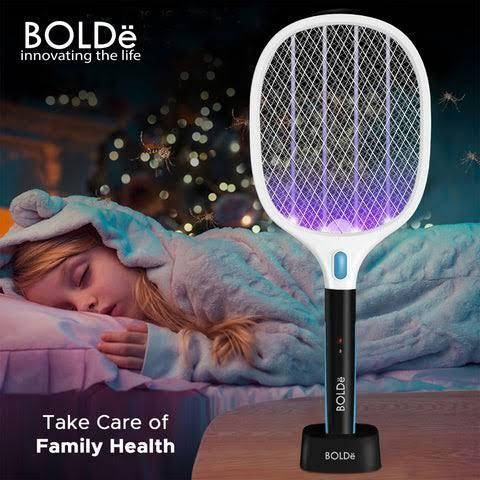 Bolde Supet Swatter Purple Light Raket Nyamuk Charge Bolde
