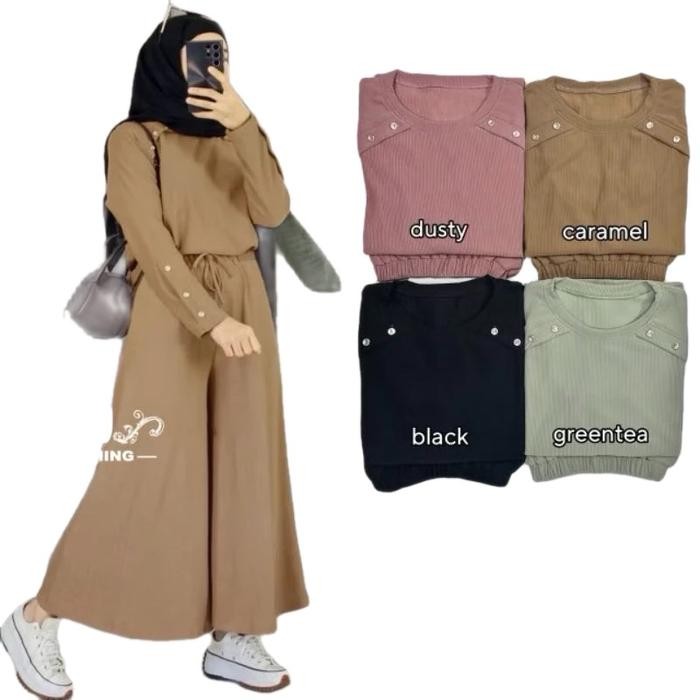 Elhijab- Zirra Set Kulot Wanita Kekinian / Setelan Kulot / Baju Wanita / Gamis Kekinian / One