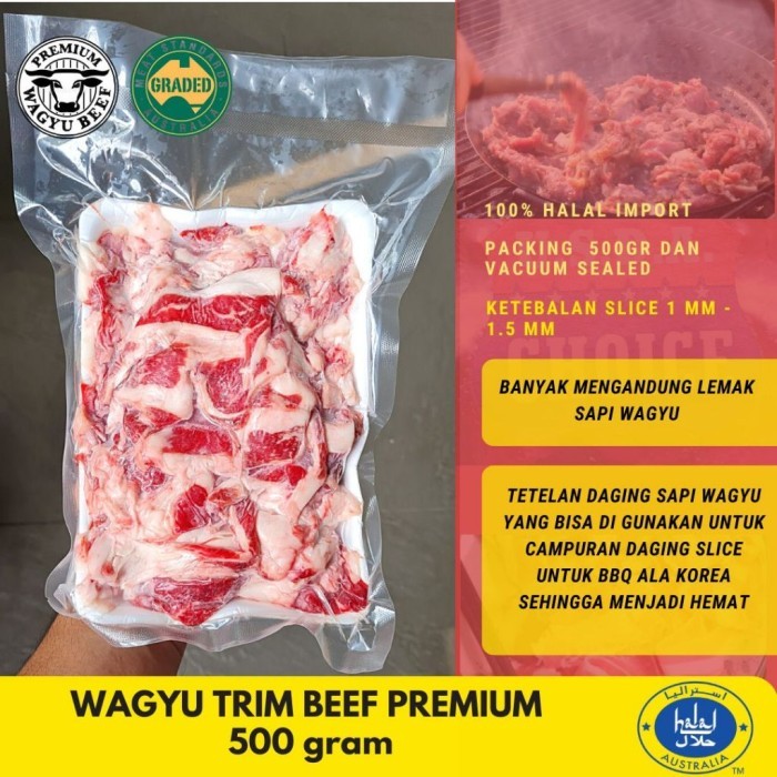 

BeliSkrg,KirimHariini- TRIM WAGYU BEEF SLICE Beef Slice Shabu Sukiyaki Wagyu AUS Trim 500 gram