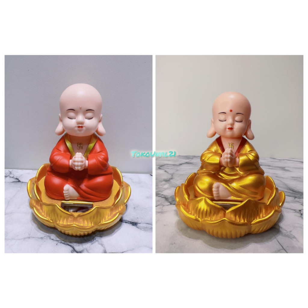 Pajangan Mobil Solar Biksu Buddha Teratai / Pajangan Dashboard Mobil Lucu / Biksu Buddha Teratai /