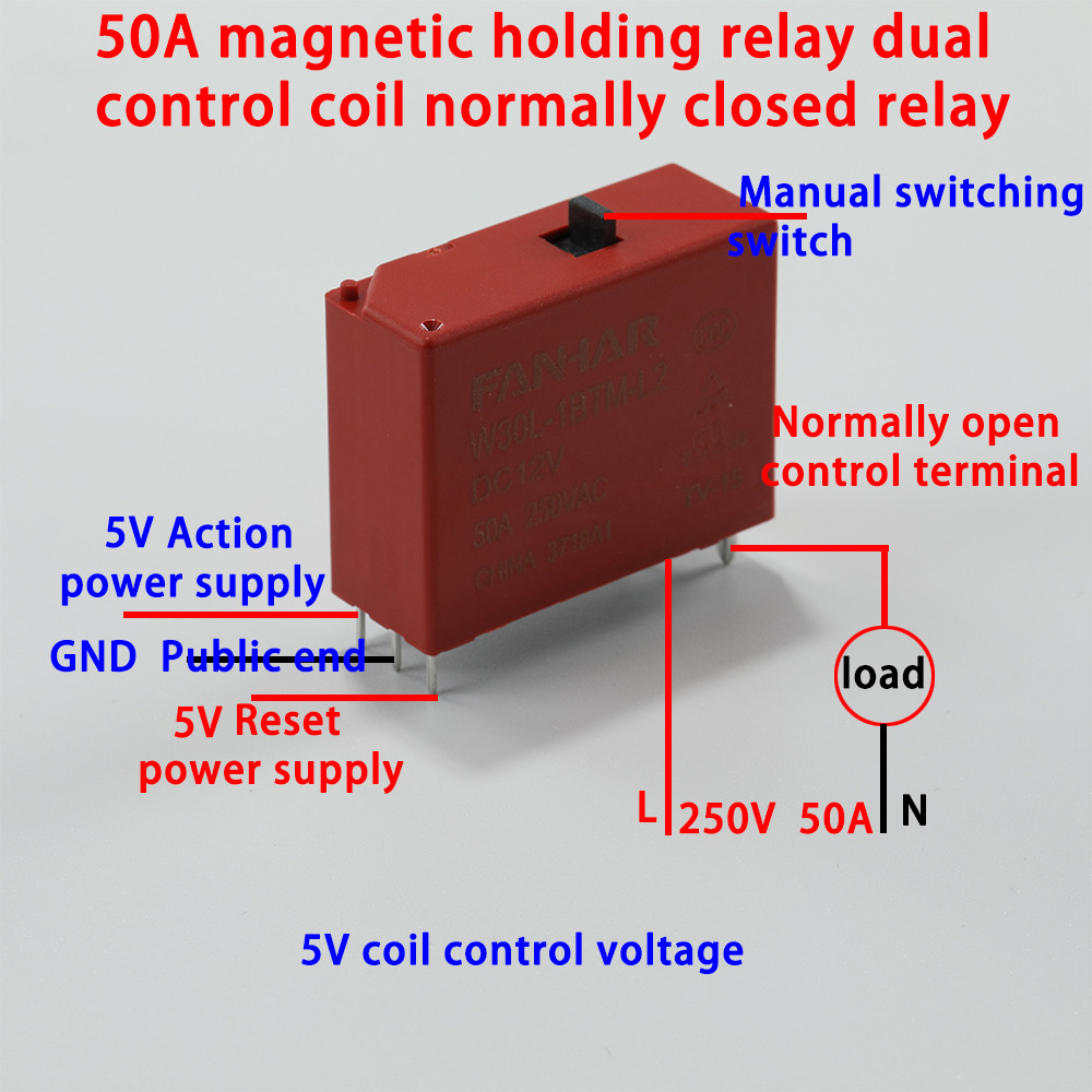 5V 12V 50A Magnetic Latching Relay HFE10 Normally Closed Relay for Smart Home Solar System Lighting 