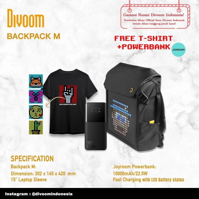 Divoom Pixoo Backpack-M, Innovative Smart LED Backpack