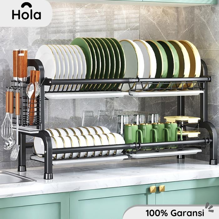 Rak Piring Stainless 2 3 Susun Kapasitas Besar Multifungsi Anti Karat