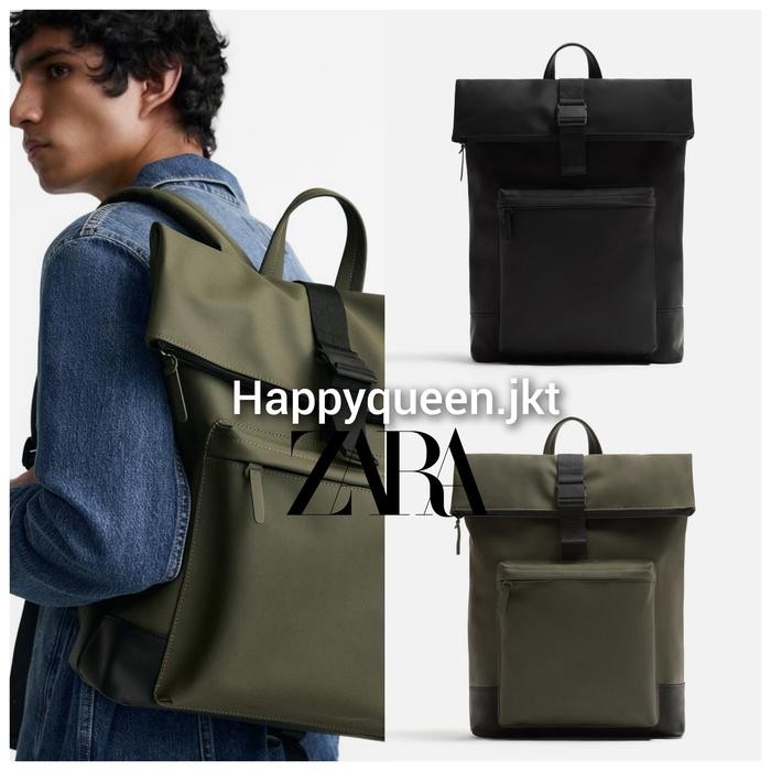 Tas Ransel Pria Zara Original Cowok Laki-Laki Rubberised Backpack Bag Man Men