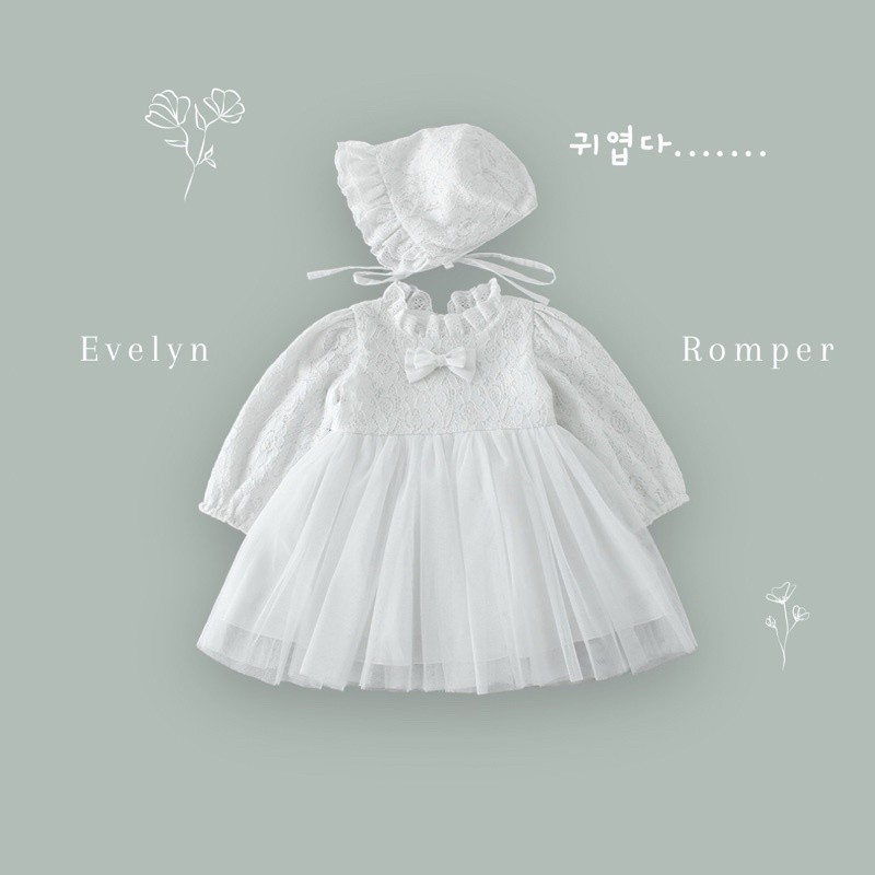 Babychan - Evelyn Romper Dress - Baju Baptis Bayi - Baju Aqiqah Bayi Baju Pesta Bayi Perempuan
