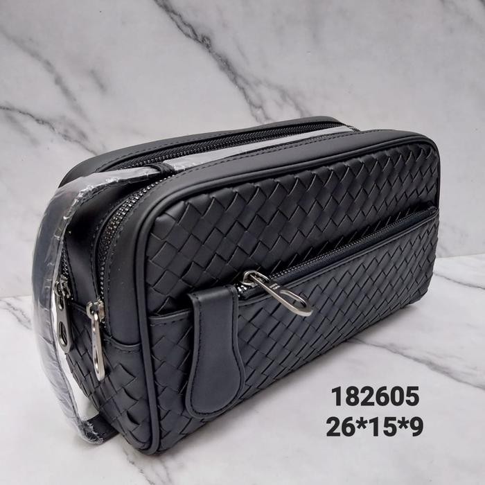 POUCH BAG JINJING CLUTCH PRIA LEATHER BOVEN 8001 DUO ZIPPER MIROR