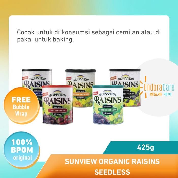 

SUNVIEW ORGANIC JUMBO SIZE RAISINS SEEDLESS KISMIS PREMIUM 15OZ / 425G