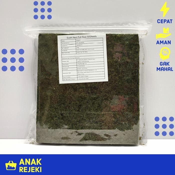 

terbaru !!! nori sushi rumput laut nico nico 50lbr - seaweed onigiri yaki sushi ready