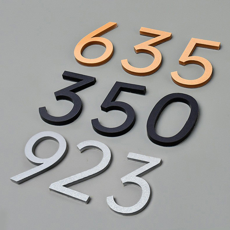 

3D Digits House Number Sticker Self Adhesive Door Plate Sign Outdoor Mailbox Hotel Apartment Room