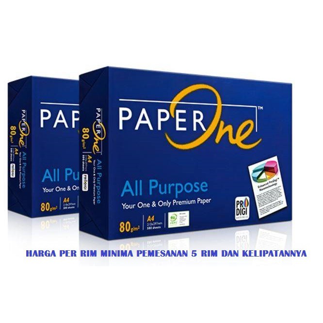 

PAPER ONE 80GR A4 F4 QUARTO G0SEND GR4B INSTAN ONLY / KERTAS FOTOCOPY / KERTAS PRINT
