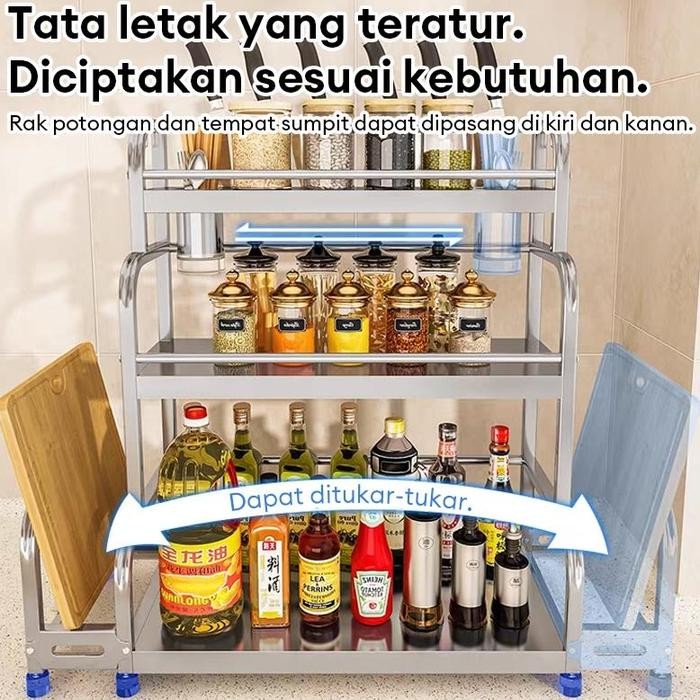 Rak dapur stainless Rak Bumbu Dapur Rak Bumbu Stainless Steel rak bumbu dapur estetik Tempat bumbu
