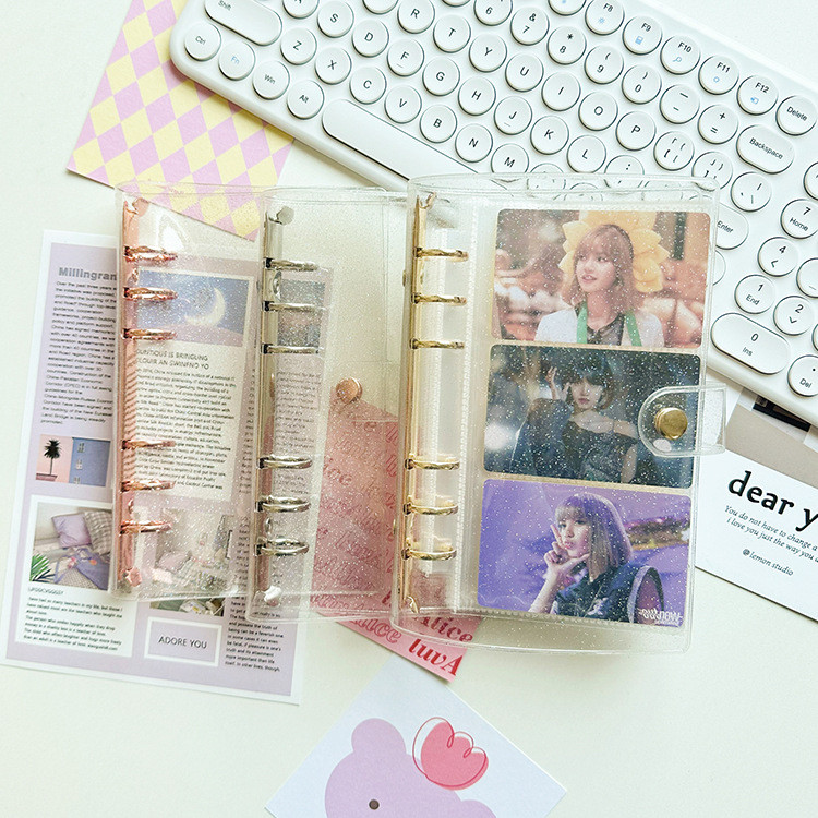 

A5 A6 Glittery Bling Rose Gold Loose Leaf Binder Notebook Cover Diary Agenda Planner Paper Cover