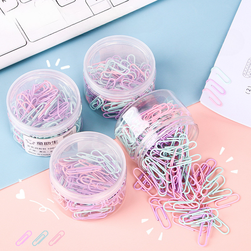 

New 1 Box Colored Paper Clip 160Pcs Metal Clips Memo Clip Bookmarks Stationery Office Accessories