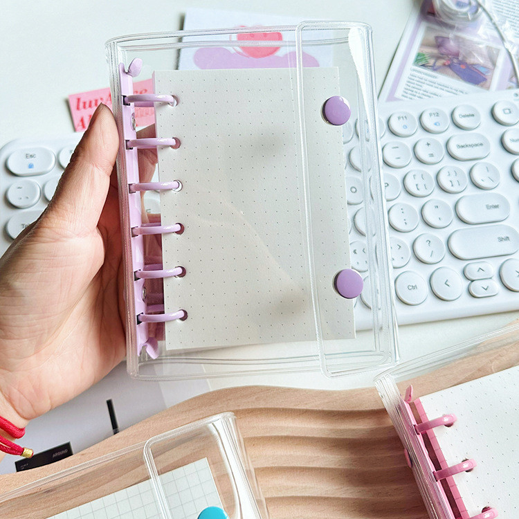 

Korean A7 Transparent Double Buckle Loose-Leaf Handbook Ins Wind Detachable Goo Book Girl'S Heart