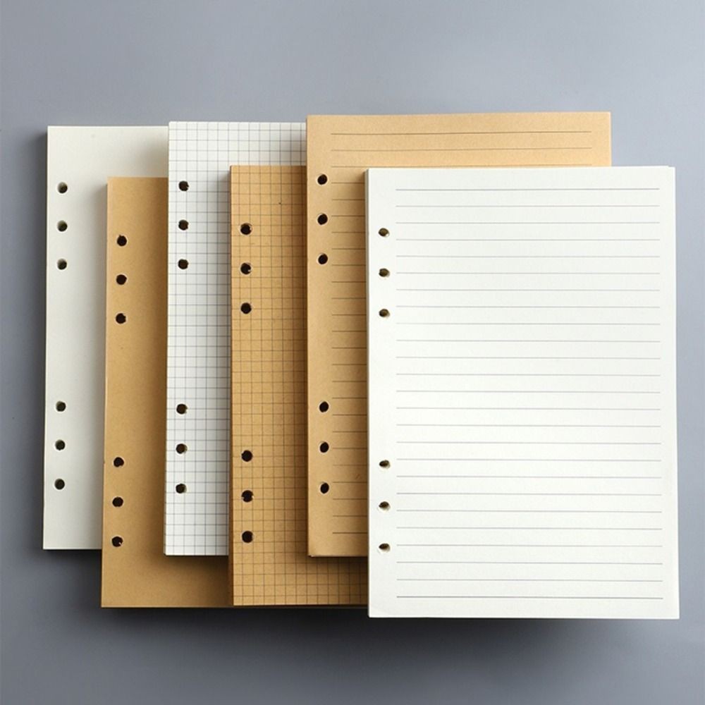 

80Sheets Kraft Paper Loose Leaf Paper A5/A6/A7 Horizontal Line/Blank Notebook Refill Paper 6-Hole