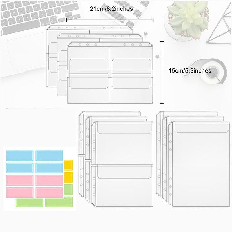 

A5 Binder Pocket 6-Hole Cash Envelope Transparent Binder Bag 6-Ring Binder Binder File Bag Organize