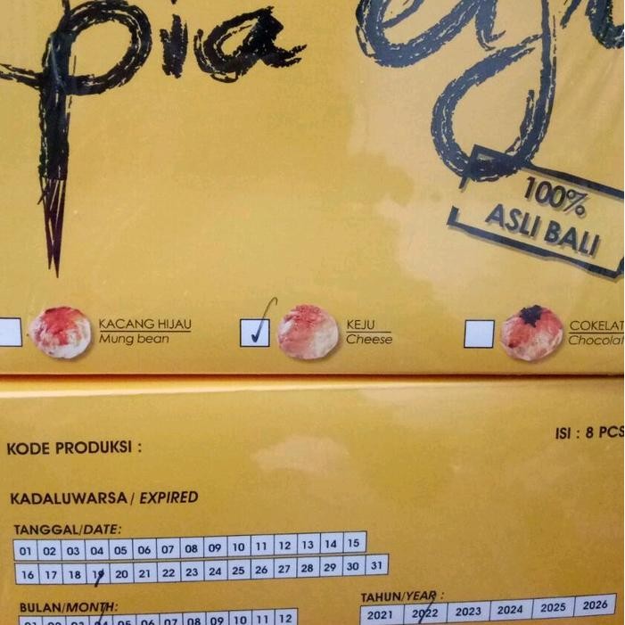 

PIA EIJI ASLI BALI ISI 8 PCS COKLAT KEJU MIX OLEH OLEH KUE PIE