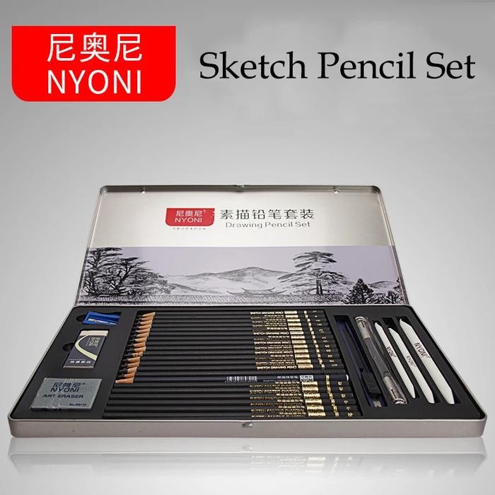 

Nyoni Sketch Pencil Set Beginner Sketch Set 29 Piece Set Professional #Gratisongkir
