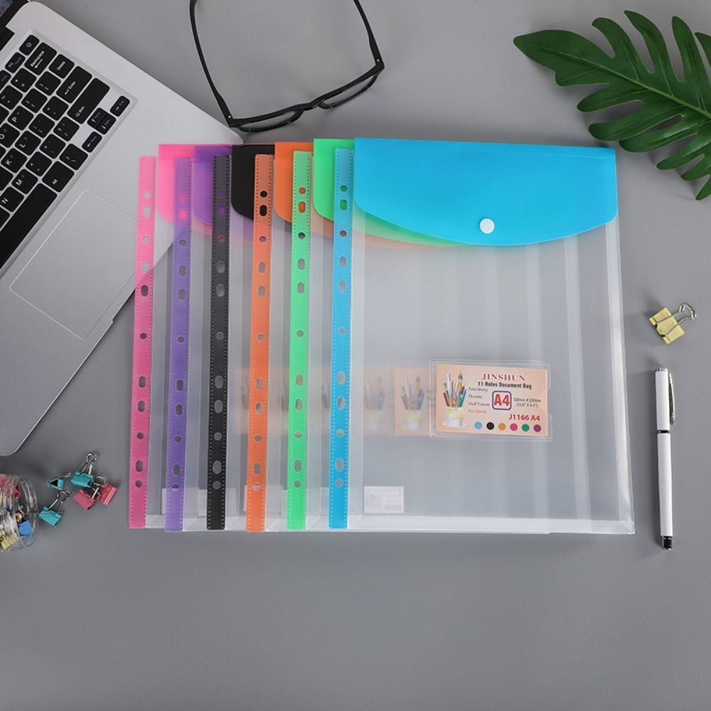

Loose Leaf A4 Expandable Binder Pocket Transparent 11 Holes Binder Cash Envelopes Simple Waterproof