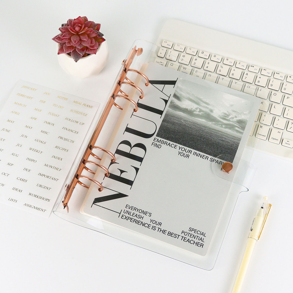 

A5 3Cm Big Roll Rose Gold Loose Leaf Binder Notebook Inner Core Cover Note Book Journal Planner