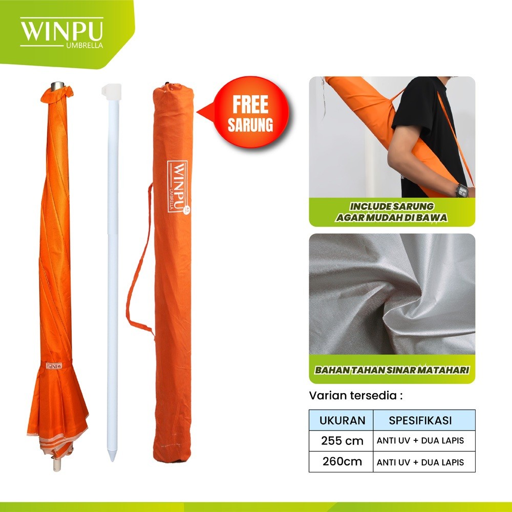 WINPU Payung Tenda Jualan Besar Ukuran Jumbo 255 Cm - 260 Cm (Polos)