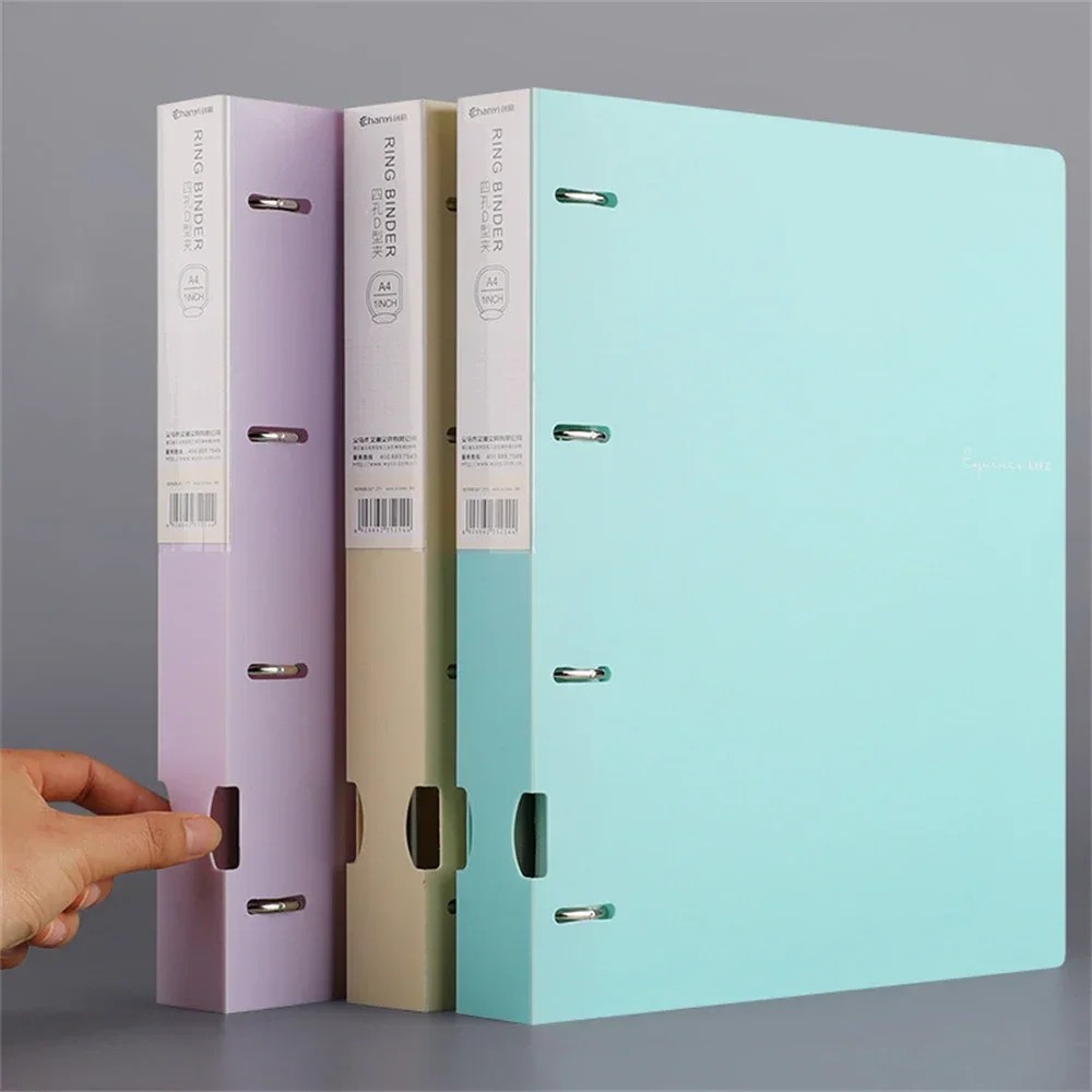

New A4 File Display Book 4 Hole Binder Folders Morandi Color Waterproof Document Ring Binder Folder