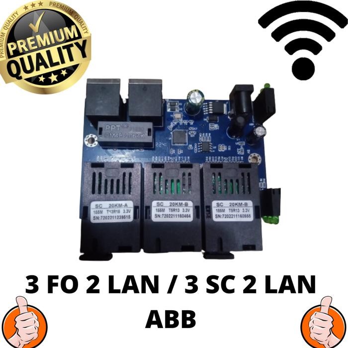 JTTOP" MEDIA CONVERTER 3 FO 2 LAN PCB KONVERTER