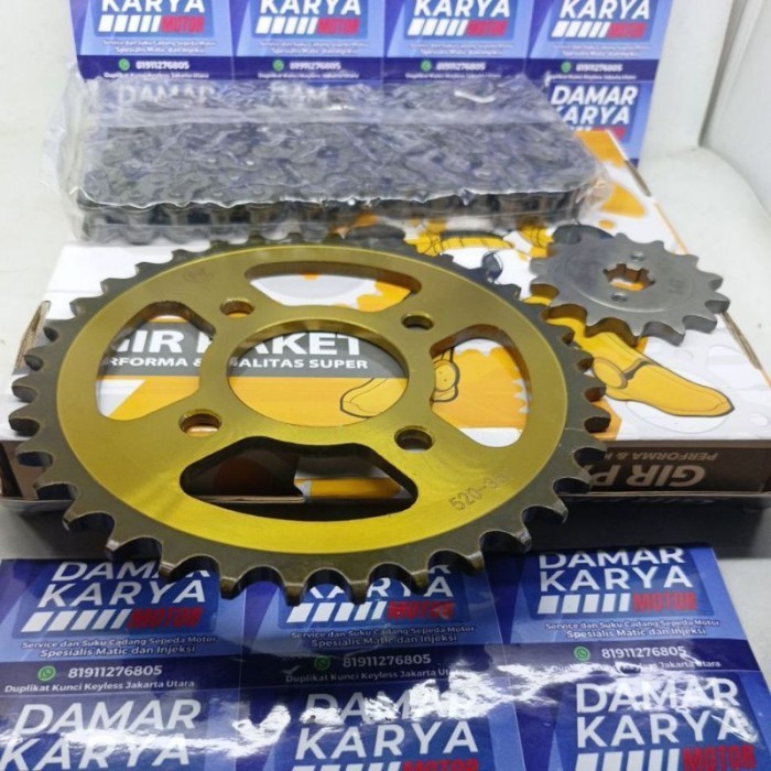 GEAR SET PULSAR 220 - GIR PAKET RANTAI PULSAR 220 TEBAL 520H ESF