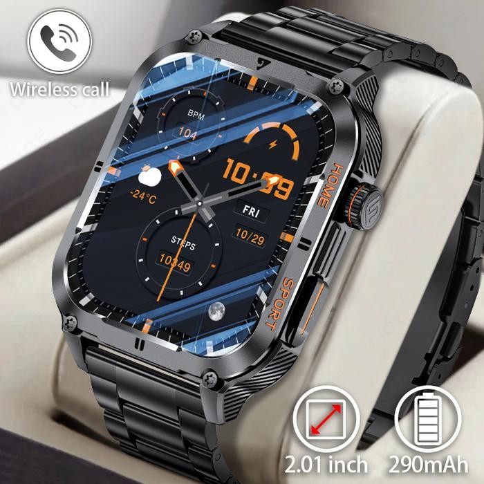 LIGE Jam Tangan Pintar Pria Pelacak Kebugaran 2.01 inci Tahan Air Monitor Denyut Jantung Smartwatch