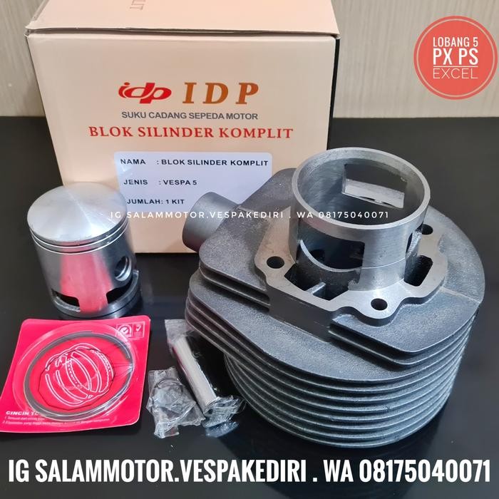 Blok seher silinder set Vespa Lobang 5 merk IDP