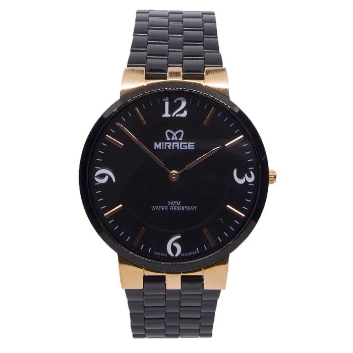 Mirage Watch - Jam Tangan Pria Elegant Tipis Mirage Original 8532M Hitam Black Rosegold Garansi 1